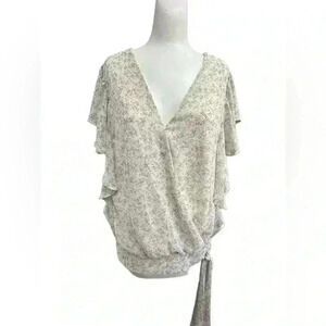 2X Faux Wrap blouse with tie waist